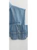 Women's Sleeveless Cardigan: Plain Color, Large Pockets, Polo Collar, Denim Top, High-Quality Feel