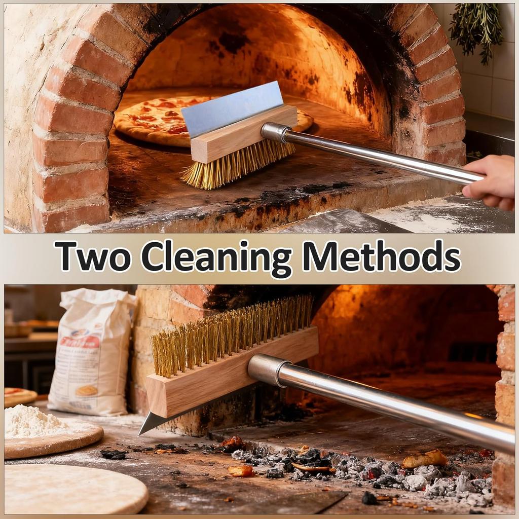 Pizza Oven Brush Grill Cleaning Brush with Scraper and 1.6m Long Handle Pizza Oven Accessories Pizza Oven Tool
