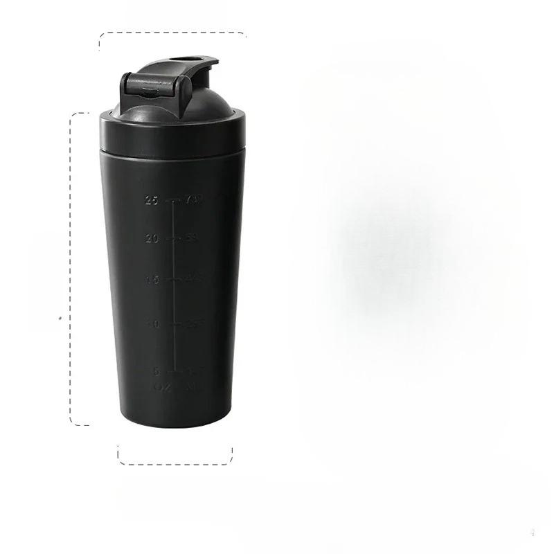 Stainless Steel Protein Powder Shaker Bottle with Steel Ball and Scale Leak Proof Gym Fitness Sport Whey Shakes Cup
