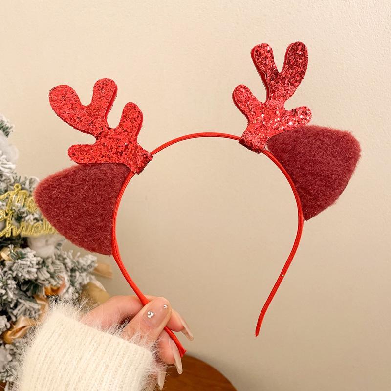 2025 Red Antler Headband Women's Christmas Hair Clip Mori Style Reindeer Hat Accessory