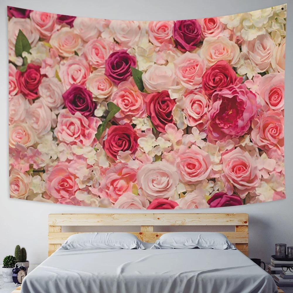 Beautiful Rose Pattern Tapestry Daisy Background Cloth Home Decoration House Living Room Wall Hanging Cloth