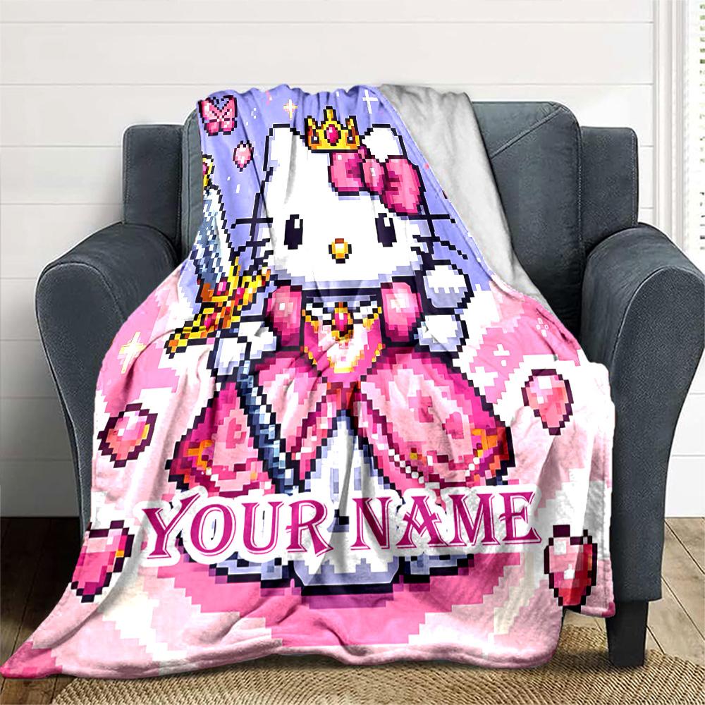Customizable HelloKitty13 Throw Blanket – Personalized Name, All-Season Cozy Snug Blanket, Machine Washable, Personalized Blanket