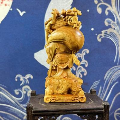 Wood Carving Big Belly Laughing Buddha Sculptures and Figurines Characteristics Home Room Office Wealth Luck Feng Shui Decor
