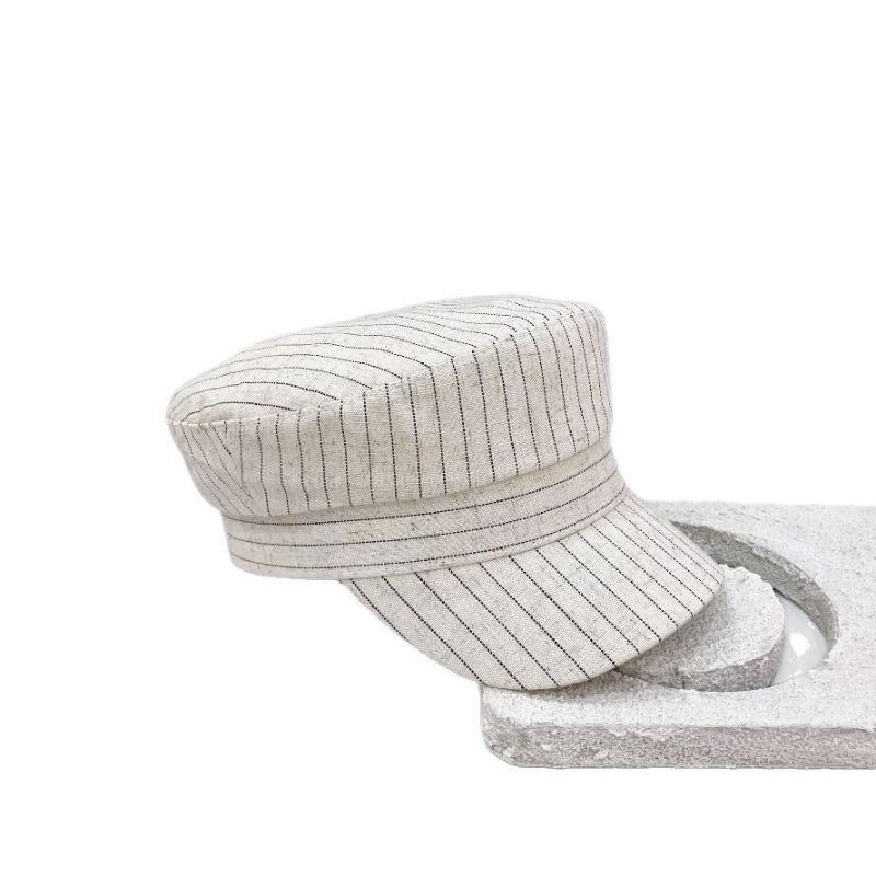 25 New Striped Solid Color Breathable Beret Octagonal Hat Breathable Shade Travel Casual Hat Tide
