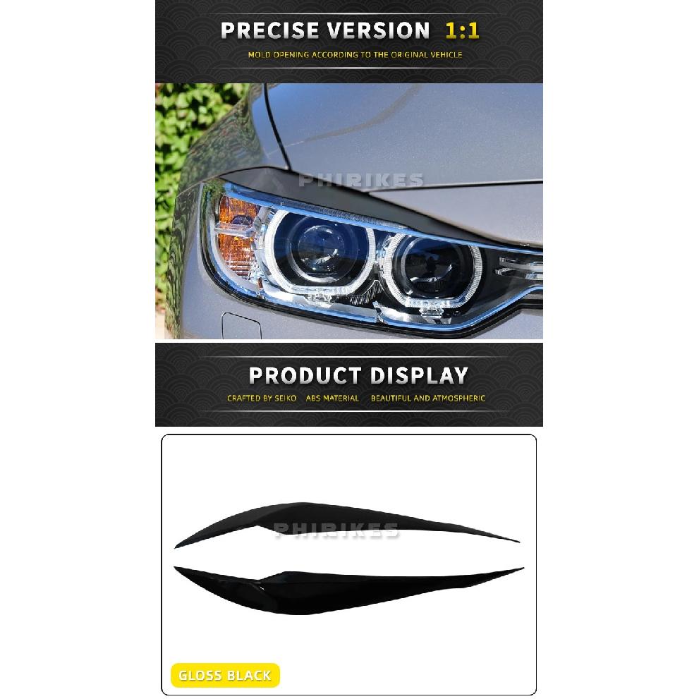 Gloss Black ABS Headlight Eyebrow Eyelid Cover Trim Stickers For BMW F30 F32 F33 F34 F35 F31 318i 320i 2013-2019