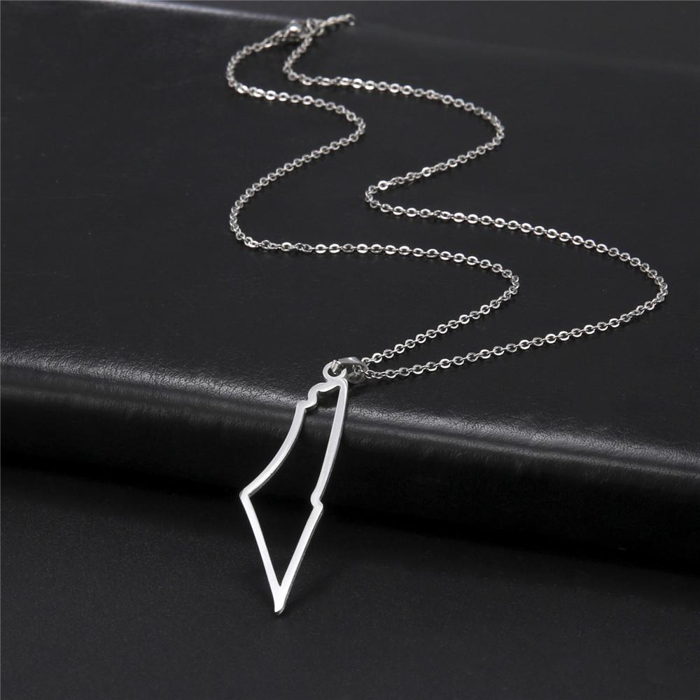 Xiaomi Skyrim Israel and Palestine Map Pendant Necklace for Women Men Stainless Steel Gold Color Neck Chains Country Geography Jewelry