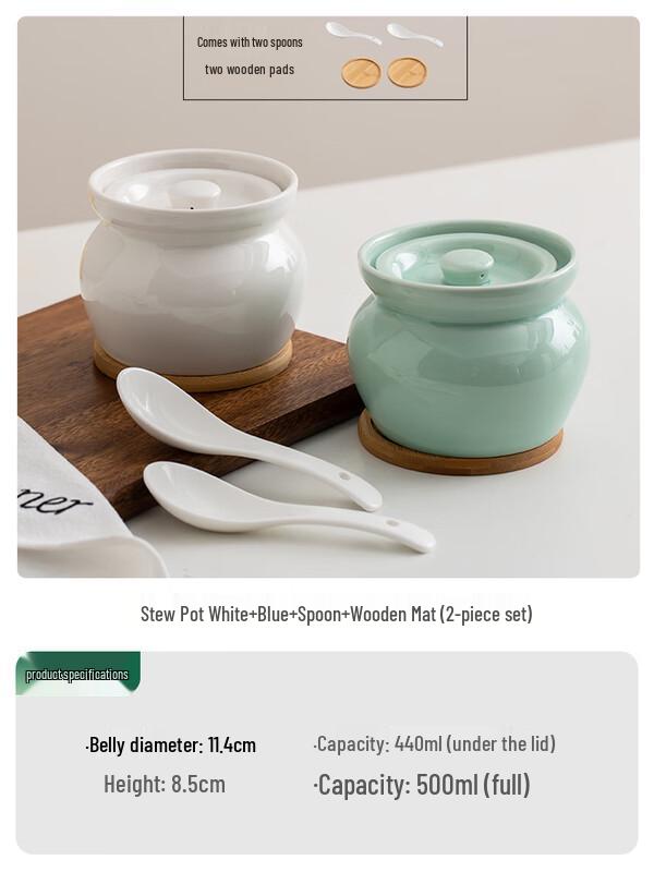 Zhaoran Extra Thick Ceramic Steaming & Stewing Pots - Set of 2