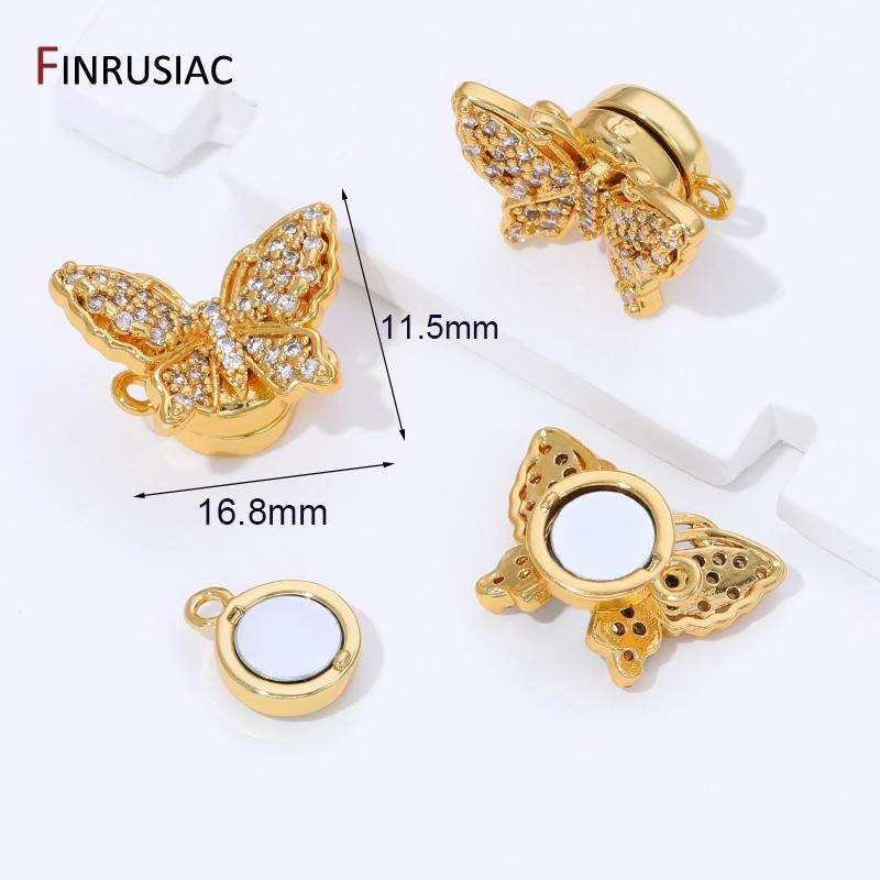

18K Gold Plated Brass Zircon Butterfly Magentic Clasps for Jewelry,Connector Clasps for DIY Necklace Bracelet Making Findings 1 piece