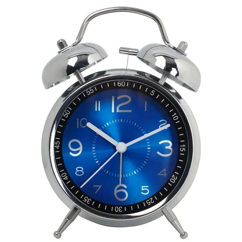 Iron Art Silent Quartz Alarm Clock for Kids Creative Glow Pointer Table Clock Fashionable Desktop Decor