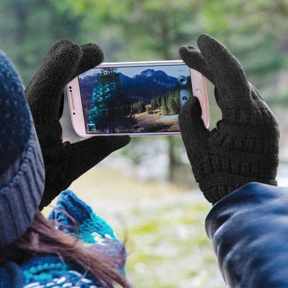 Autumn and Winter Student Riding Gloves Touch Screen Non-slip and Cold-proof Knitted Gloves Cycling Driving Windproof Warm Gloves