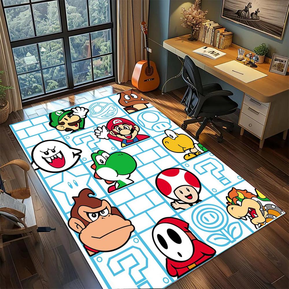 Mario Area Carpet Rug Bedroom Daily, Non Slip Washable Large Area Floor Mat Gamer Room Home.-TING