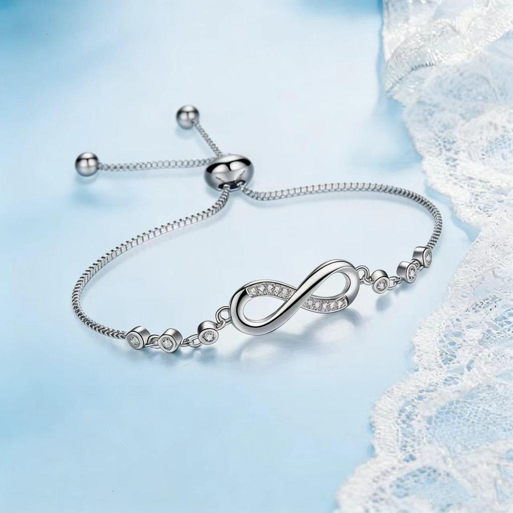 Women's Copper Adjust. Bracelet W/ Zircon Inlay – Fashionable 8-Shaped Luxury