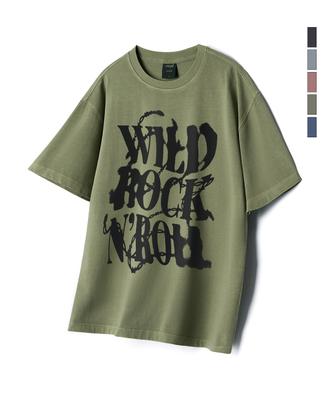 WILDROCK Wild Rock&Roll Pigment Oversized Short Sleeve T-Shirt_5 Col