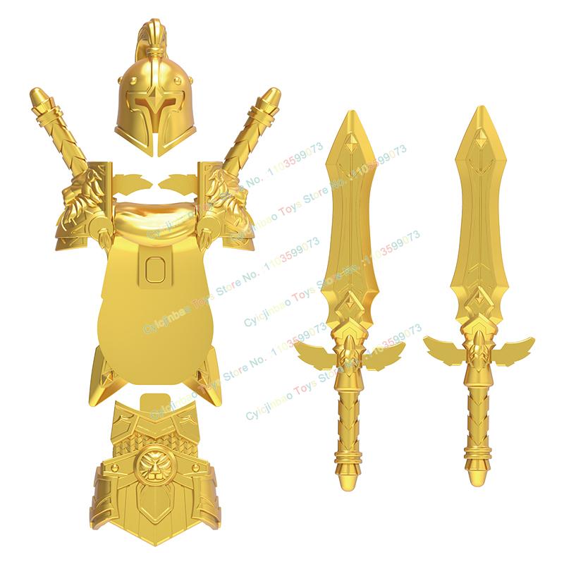 DT017 Chevaliers d'or Médiévaux Soldats en armure lourde Figurines Accessoires Blocs de construction Jouets pour enfants cadeaux