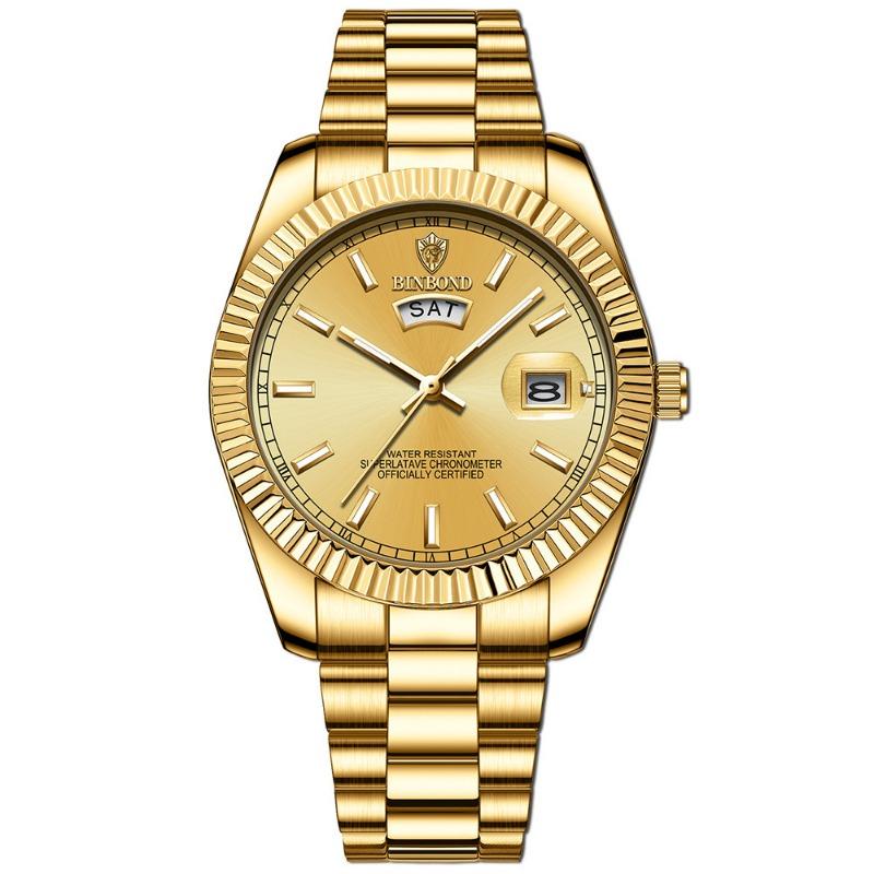 Top Brand Log New Style Watch Men's Steel Belt Waterproof Casual Classic Double Calendar Luminous Men's Watch Simple Atmospheric Men's Watch