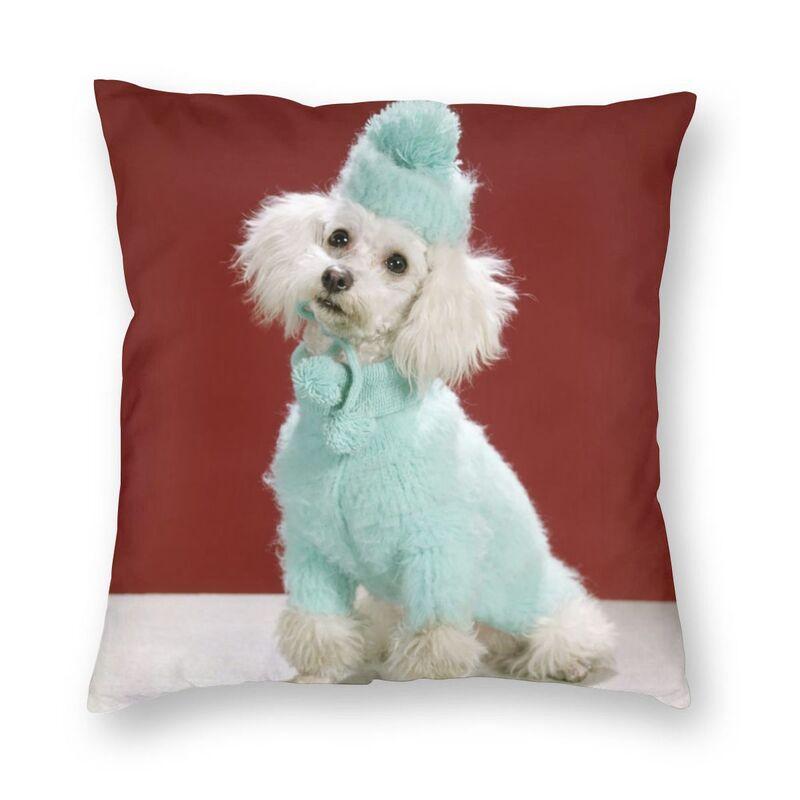 Pink Convertible Pillowcase White Poodle Home Decor Dog Lover Sofa Cushion Cover Living Room  Bedroom