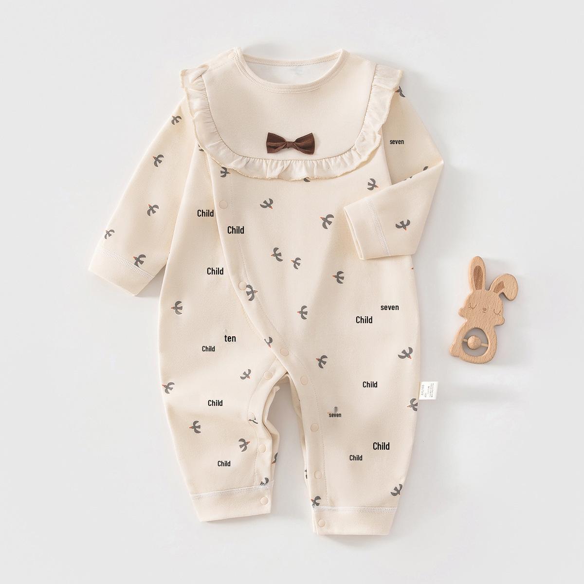 Newborn Baby Girl Onesie - Pure Cotton Spring/Autumn Full Moon Romper - 100 Days Stylish Outerwear Size 73
