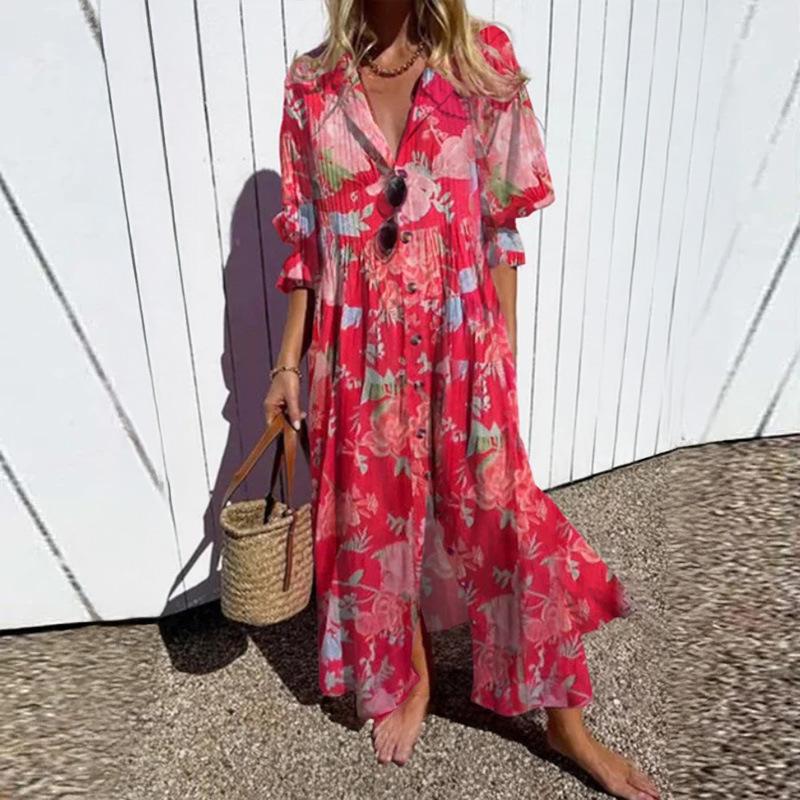 IHUASU Women's Fashion Summer Spring 2/1  Sleeve V-Neck Casual Dresses