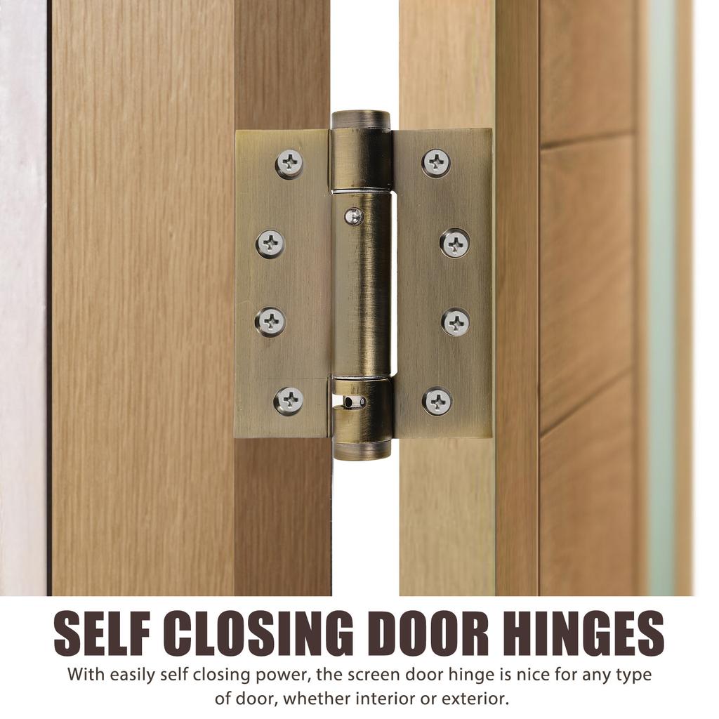 2Pcs Self Closing Hinges for Doors Heavy Duty Spring Hinge Auto Close Mechanism for Wood Screen Doors Basement Bathroom Cabinet