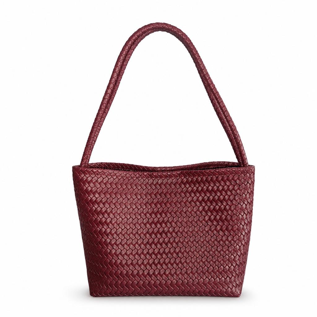 Retro Textured Weaving Handbag: Versatile Single Shoulder Vegetable Basket Bag