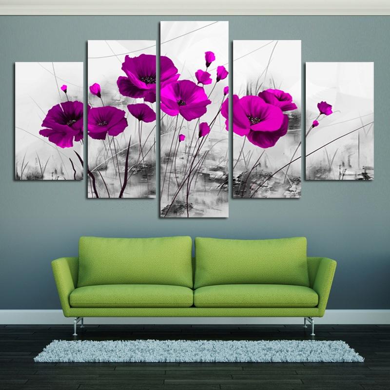 Beautiful Flower 5pcs/set Canvas Wall Art Home Decor Poster Printed Wall Picture