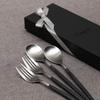 Genuine Cutipol MIO Silver Dessert forks and 2 gift set in presentation box with genuine ribbon and carrying perfect as a wedding gift Black/Matte (2