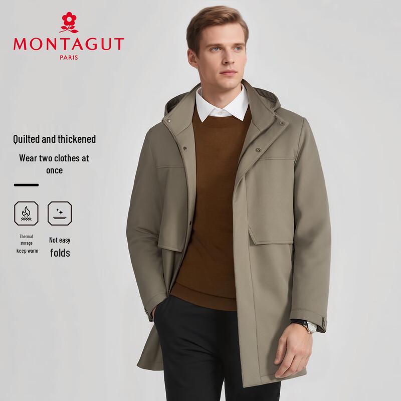 MONTAGUT Men's Padded Hooded Business Casual Jacket