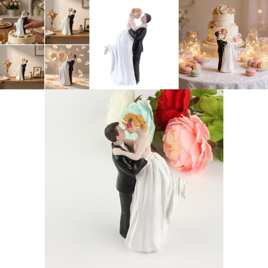 Western Style Cake Topper With Resin Bride And Groom Figures For Wedding Party Decor