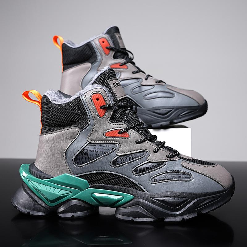 

Sneakers men s velvet warm high-top teenagers 2025 winter new Northeast cotton shoes non-slip snow boots 39