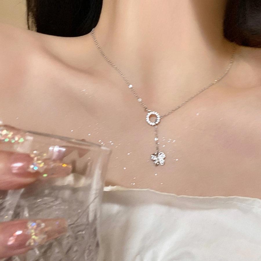 Butterfly zircon pendant necklace collarbone chain simple versatile neck chain with accessories