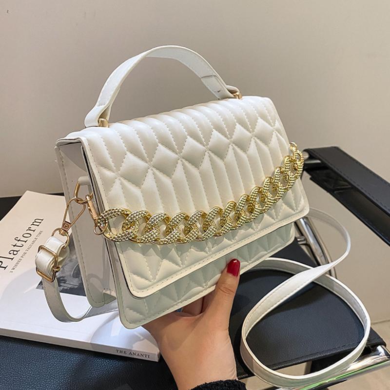 Роскошная женская сумка через плечо с толстыми цепочками из искусственной кожи — фото 6