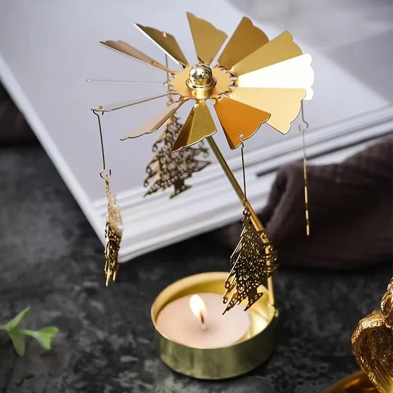 1Pc Metal Hot Rotating Candle Holder Lamp Gold Christmas Candle Holder Home Dining Dinner Party Wedding Party Candle Holder