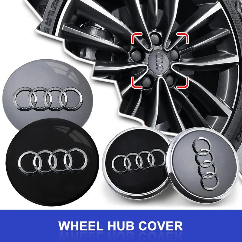For Audi A5 60/61/68/69mm Car Emblem Wheel Hub Caps Hubcap Badge Styling For Audi B5 B6 B7 B8 B9 A3 8P 8V 8L A5 A6 C6 C5 C7 4F A1 A7 A8 Q2