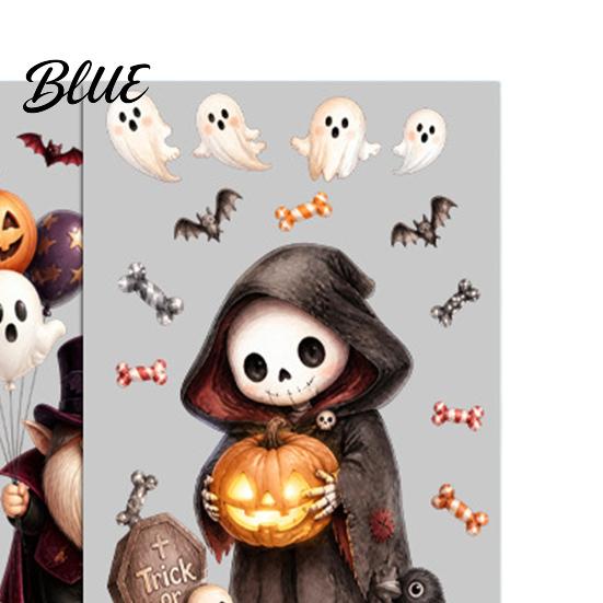 Waterproof Pumpkin Ghost Murals 4Pcs Halloween Cartoon Window Clings Scarecrow Stickers Fall Festival Ornaments Removable Decals for Home Storefront