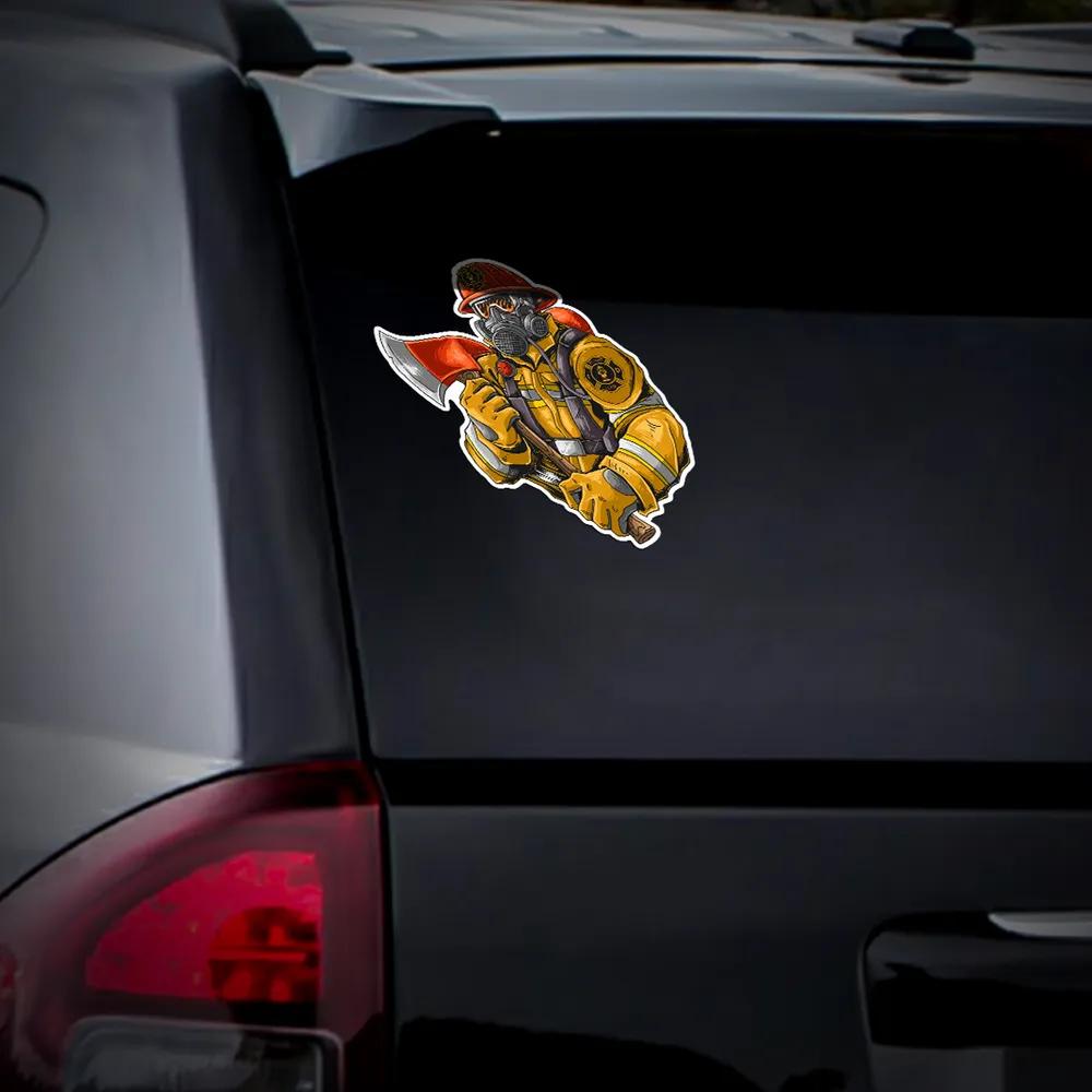 Auto Sticker Decal "Brandweerman met bijl" Vinyl Verwijderbaar Waterdicht Buiten Auto Bumper Raam Laptop Computer Decoratie JM103