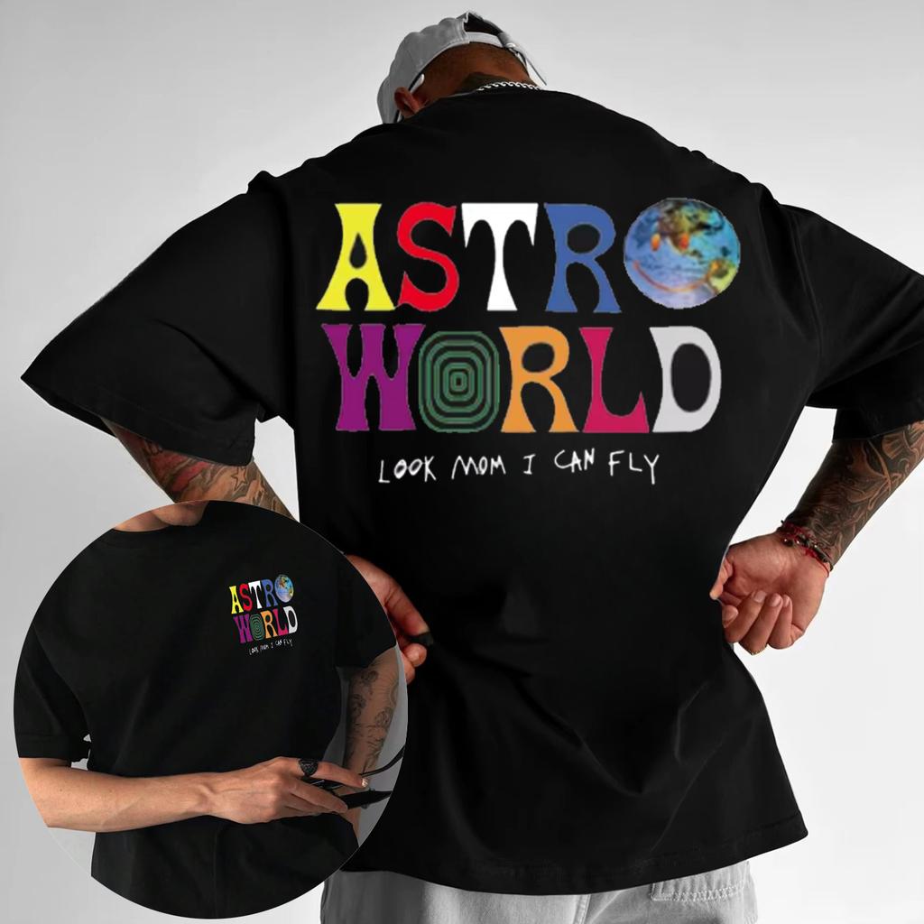 2025 Cactus Jack ASTROWORLD Men's and Women's 100% Cotton Printed T-Shirt, Hip Hop Streetwear, Watch Mom I Can Fly, Summer Y2K