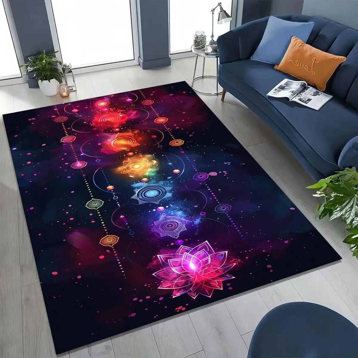 Spiritual Meditation Carpet Bohemian Yoga Energy Center Carpet Yoga Mat Children s Non-slip Carpet for Living Room and Bedroom 40x60CM