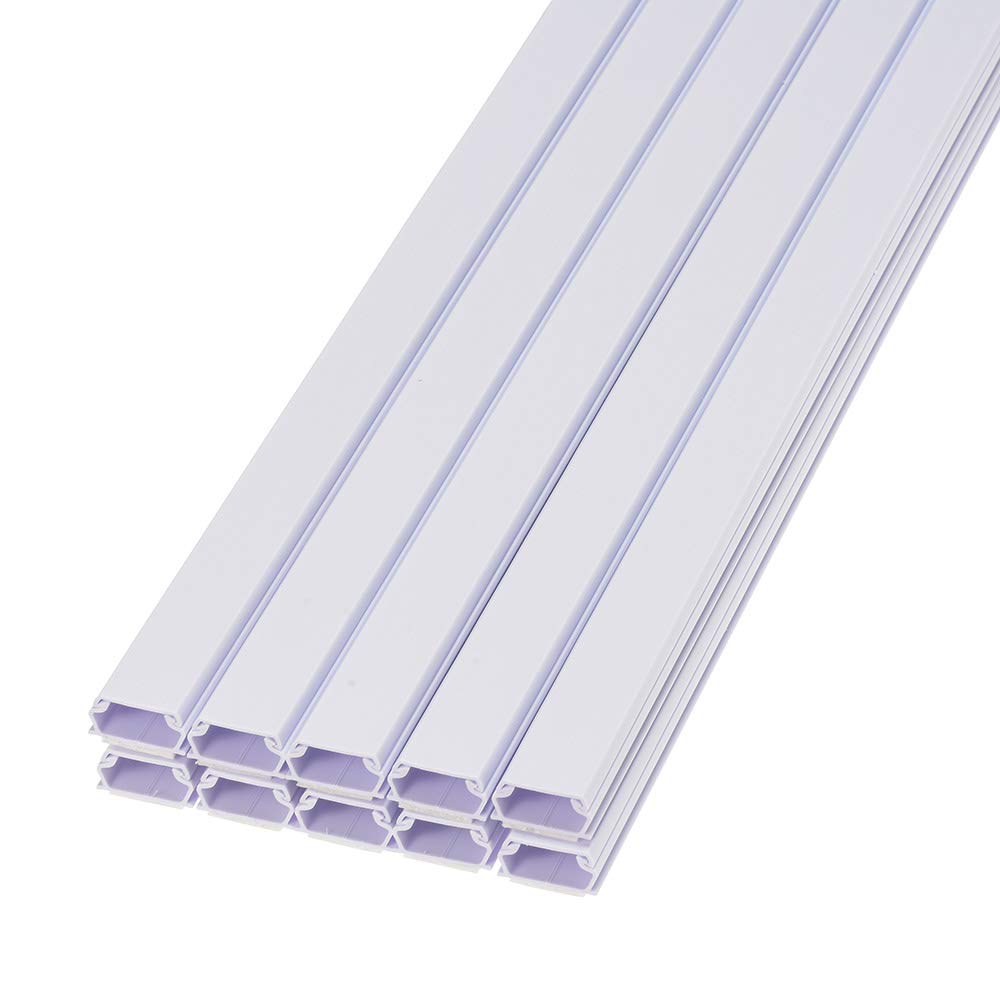 OHM Electric Tape-Attached Wiring Cable Cover Protector, ABS Cable Cover, No. 2, 1m, White, Pack of 10, DZ-AMT21-W, 10P, 00-9500