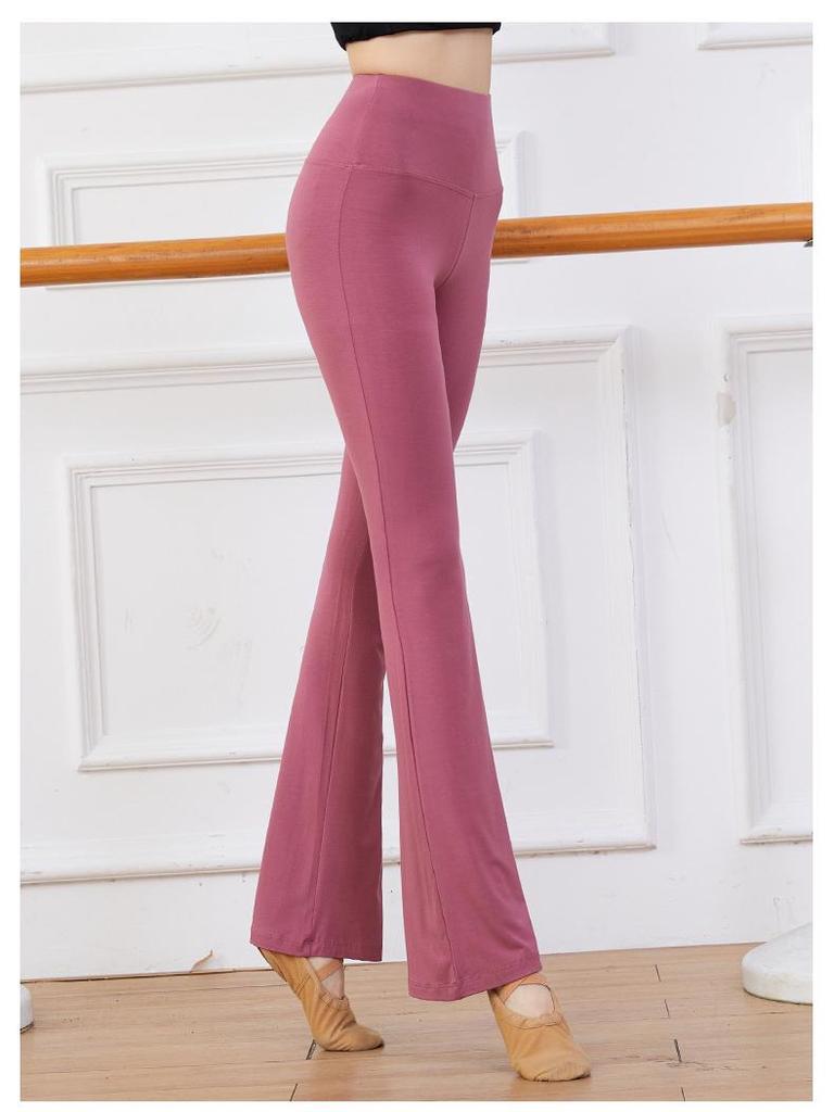 Women's High Waist Modal Dance Pants - Slim Fit, Straight Leg, Micro Flare for Yoga & Fitness