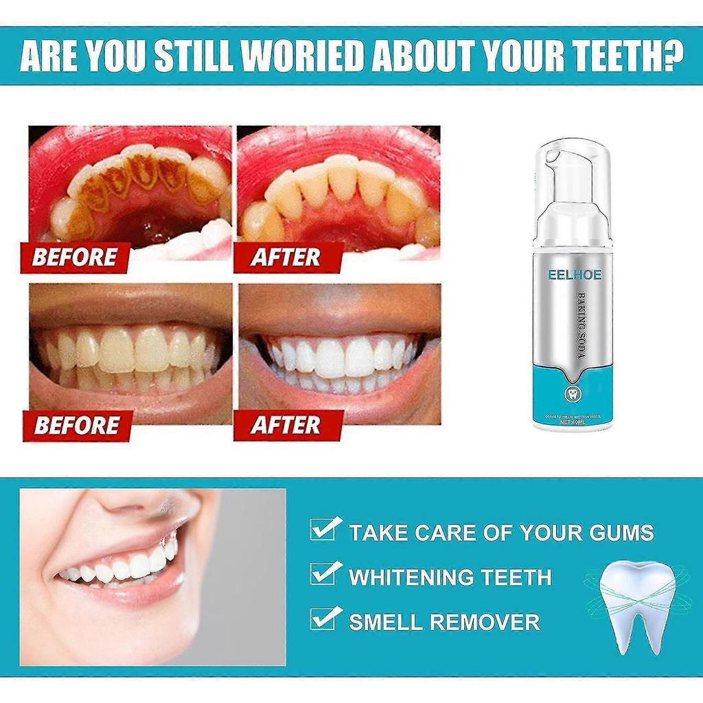 2 Pcs 120ml Deep Cleaning Foam Toothpaste, Teeth Whitening Toothpaste, Baking Soda Toothpaste, Intensive Stain