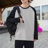 Yousheng Men Spring Autumn T-shirt Color Matching Loose Round Neck Long Sleeves Pullover Top Casual School Sport Clothes