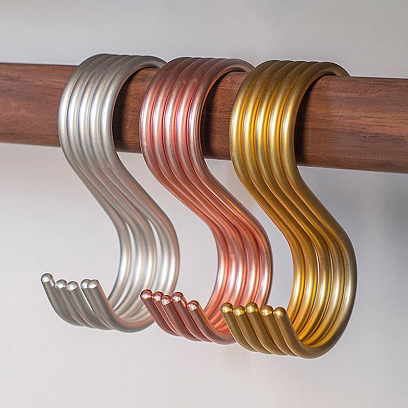 5 Stück Schwerlast-Aluminiumlegierung S-Haken Praktische kratzfeste Haken für Küchengeländer Töpfe Pfannen Organisation