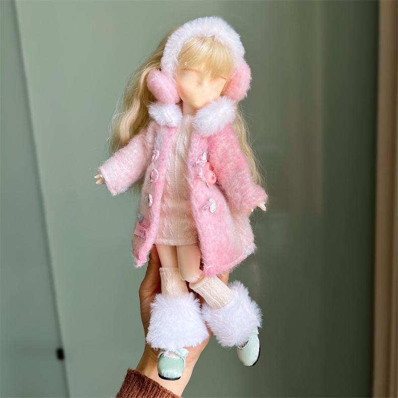 1 Set 1/6 Doll Outfit Kit 30Cm Doll Clothes Pretty Dress Hat Winter Coat Girl Toy Gift Doll Accessory No Shoes And Doll