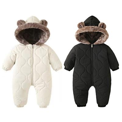 Kleinkind Baby Winter Warm Kapuzen-Overall Baumwolle Daunen Reißverschluss Body