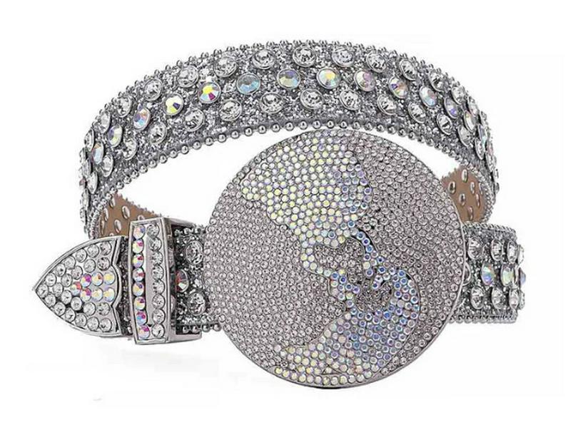 

Мужской ремень с пряжкой со стразами: Европейский и американский хип-хоп панк стиль, модный и универсальный аксессуар 115 cm