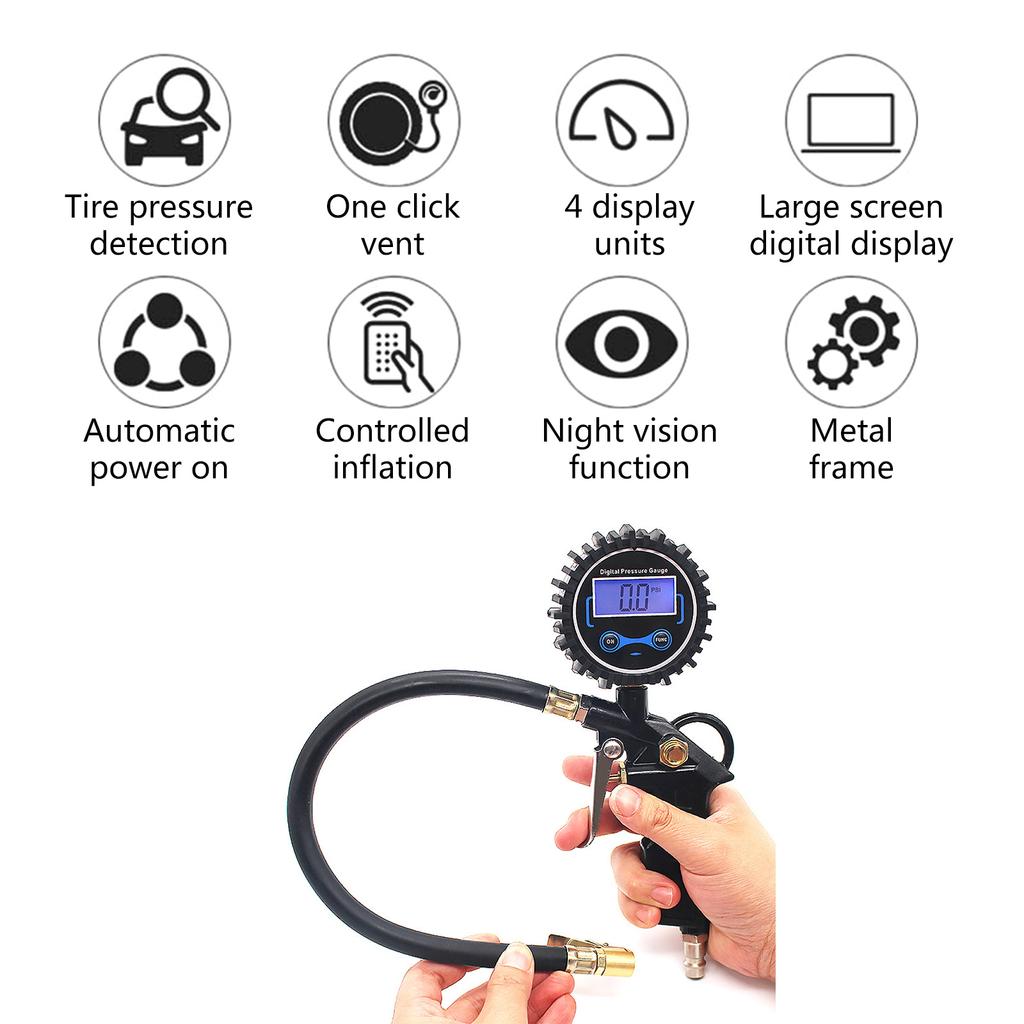 Tire Pressure Gauge, 200PSI Backlight Digital LCD Display Tire Gauges for Tire Pressure,Air Pressure Gauge for Car Bike