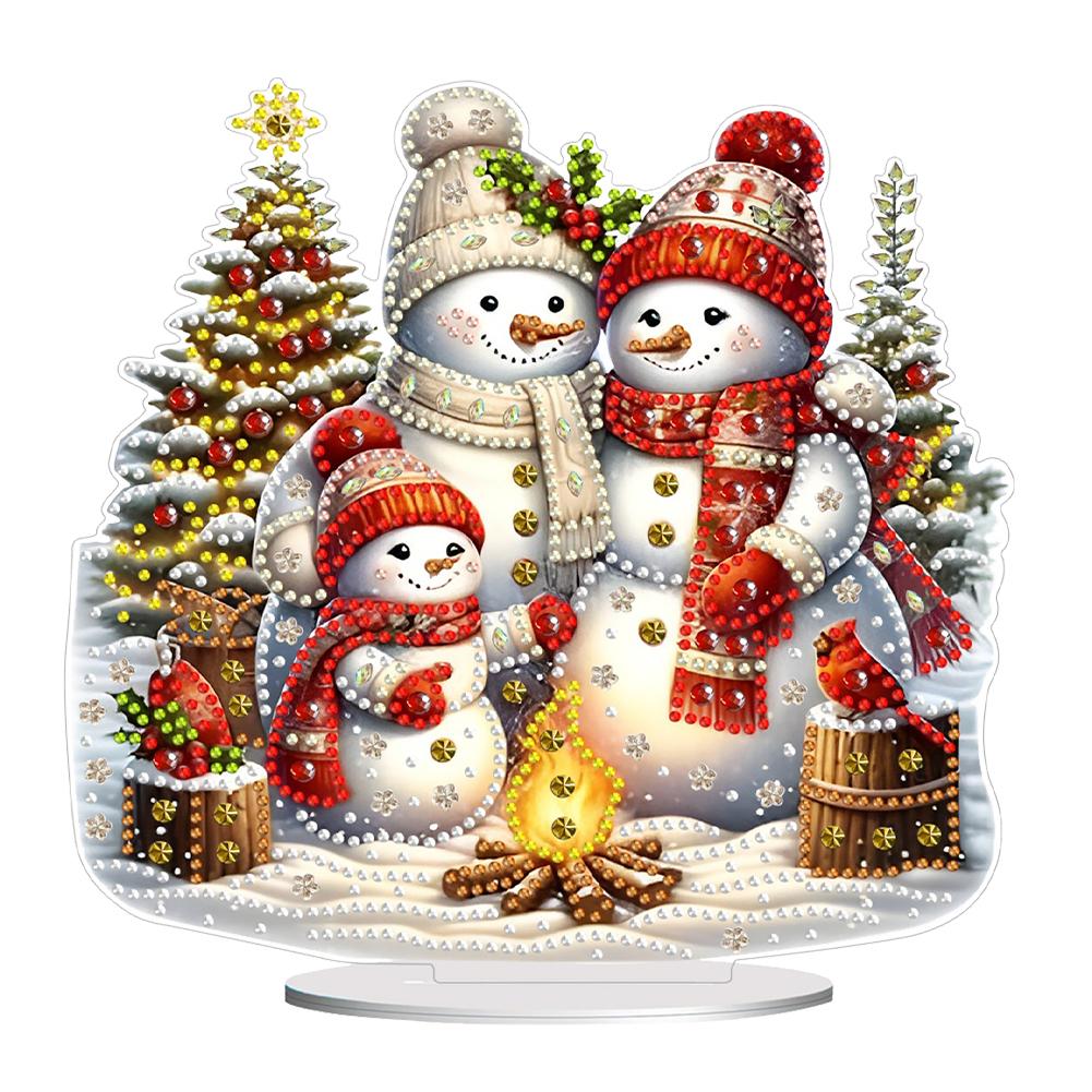 Christmas Snowman Diamond Painting Tabletop Ornaments Kit Acrylic Table Top Diamond Painting Ornament Kits Bedroom Table Decor
