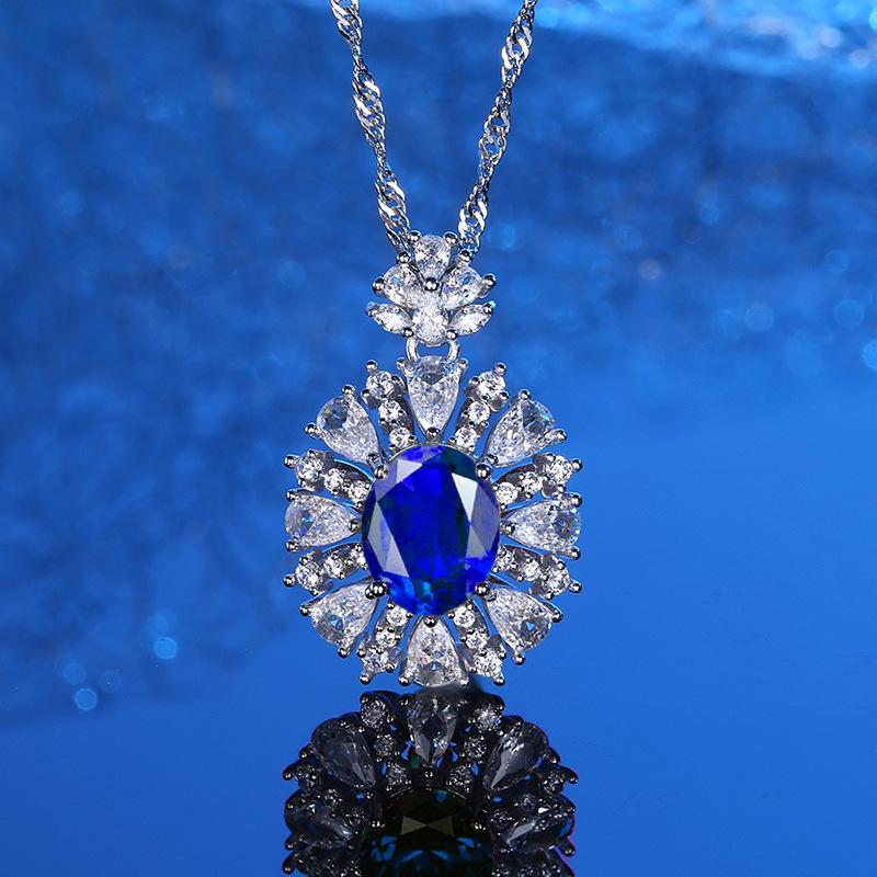 European Style S925 Sterling Silver Multicolor Pendant Necklace with 5A Full Diamond for Women
