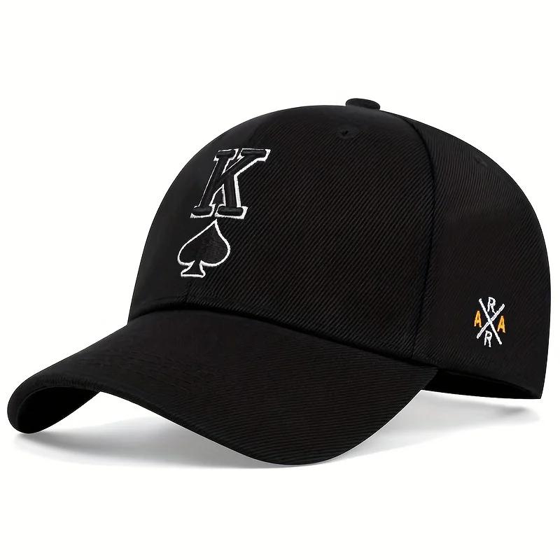 Baseball Stitching Stitched Embroidered Alphabet K Poker Neutral Gender Women Men For Caps Spring And Autumn Outdoor Adjustable Casual Hats