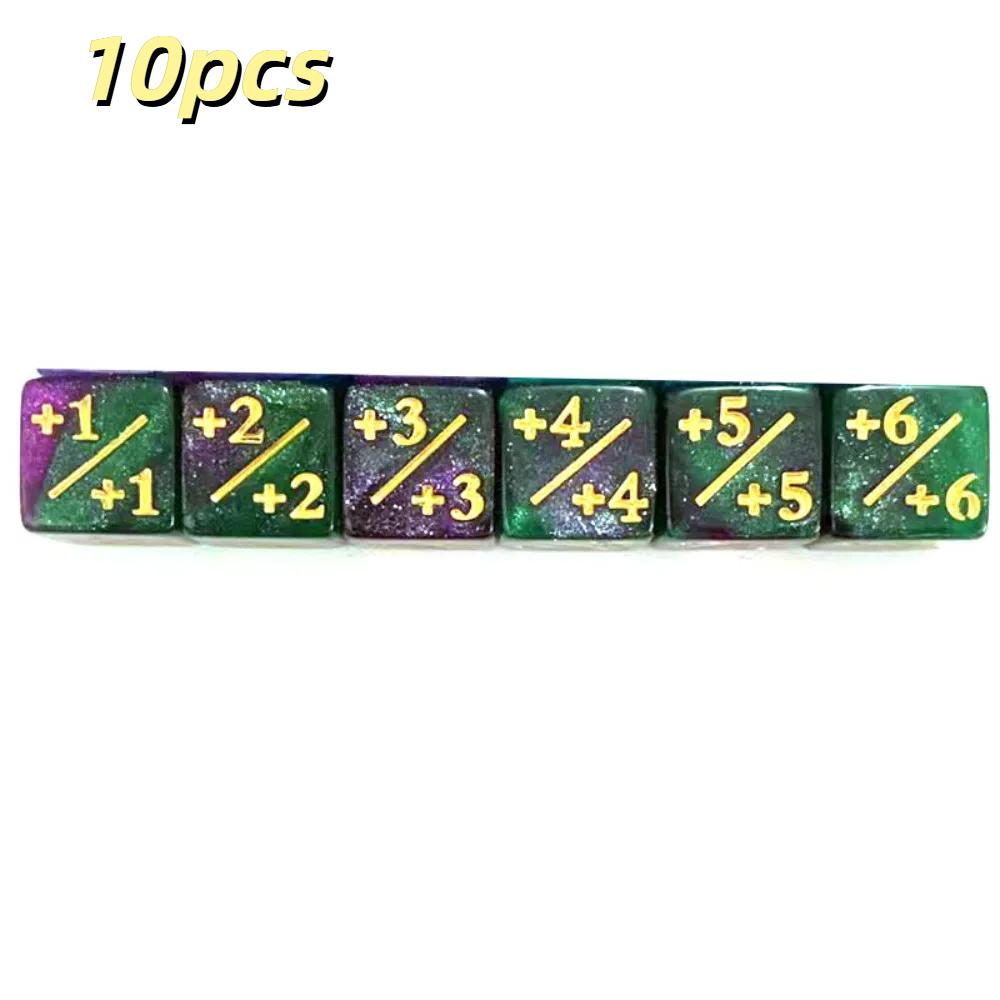 10pcs/set Six Sided Polyhedral Dices Acrylic Material +1/+1 Dice Counting Dices Multifunction Cubes Shape Game Dices